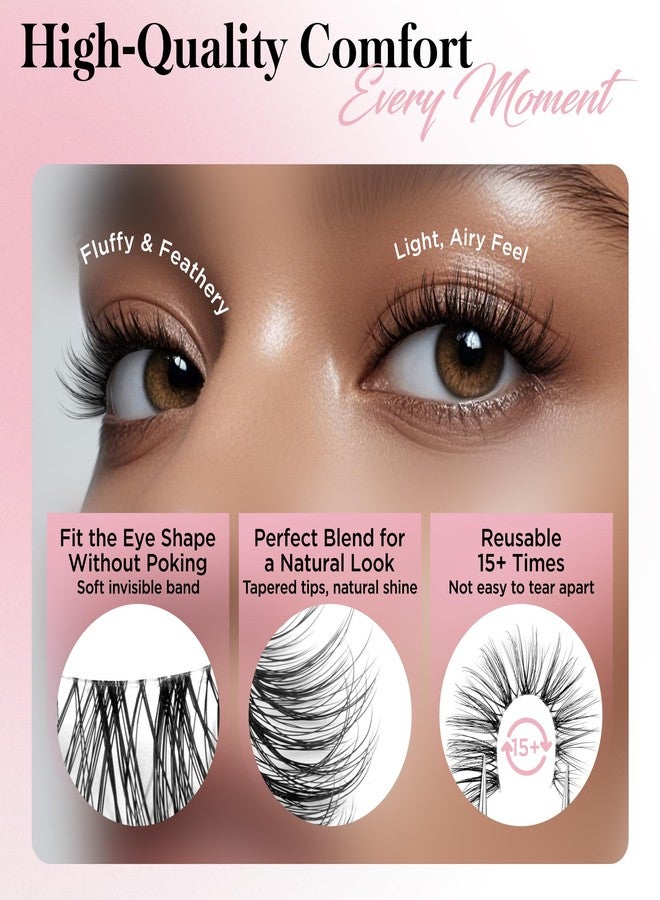 Bepholan False Eyelashes Natural Look Wispy Eyelashes 3D Fluffy Fake Eye Lashes Soft Band Easy to Apply 3 Pair Faux Mink Strip Lashes(M01) - Image 5